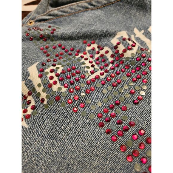 Vintage Y2K Apple Bottoms Picked Fresh Daily Wide Leg Low Rise Jean Shorts Sz 14 - Picture 6 of 8